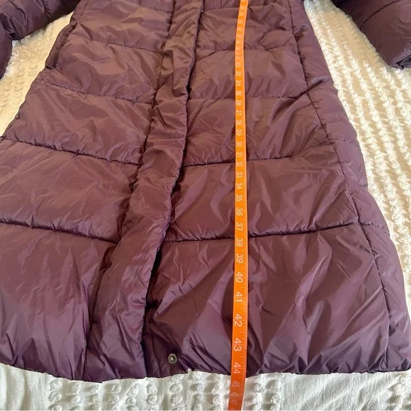 Banana Republic Dark Purple Long Hooded Oversized Puffer Jacket Sz Small Tall - Picture 9 of 10